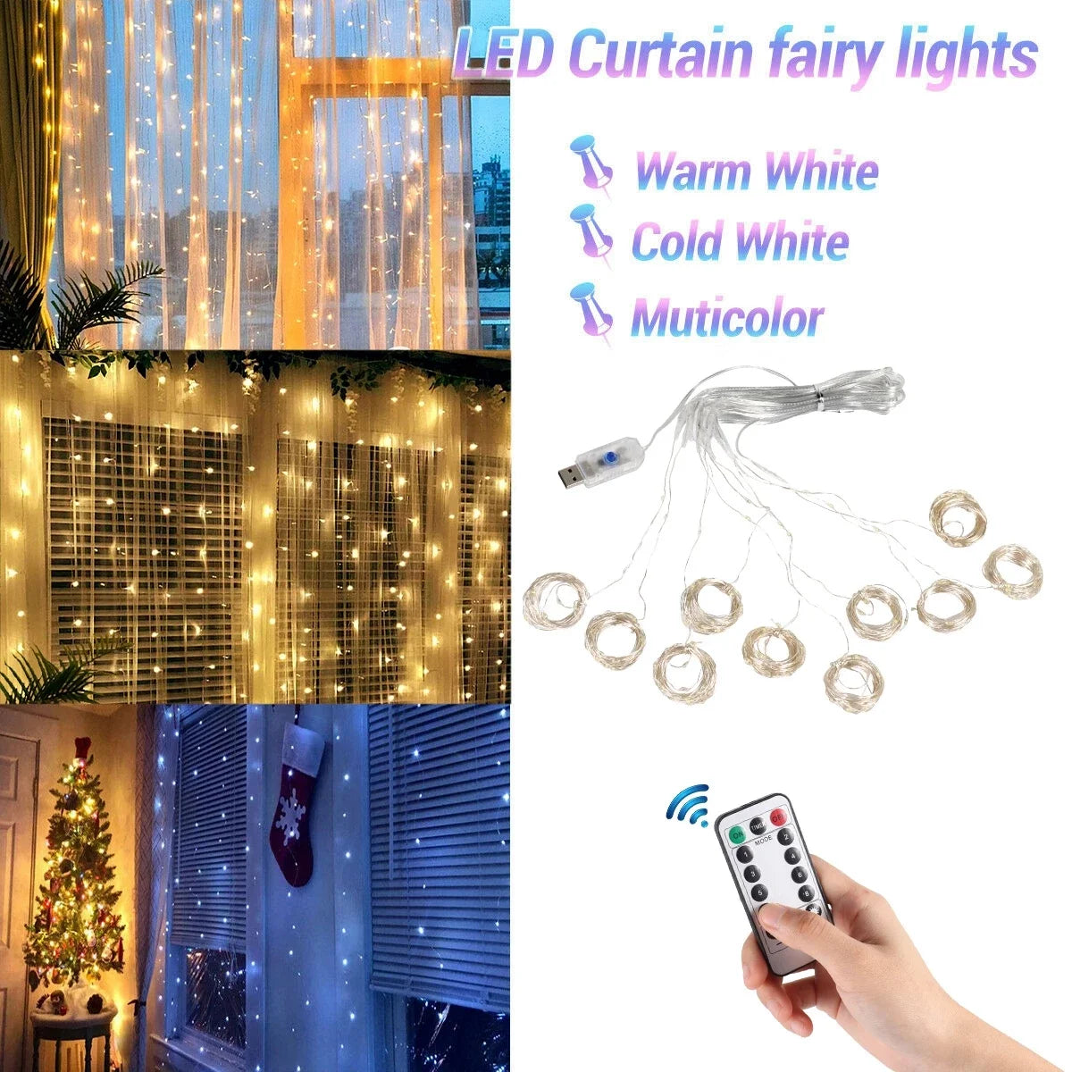 Christmas Lights Curtain Garland Merry Christmas Decorations For Home Christmas Ornaments Xmas Gifts