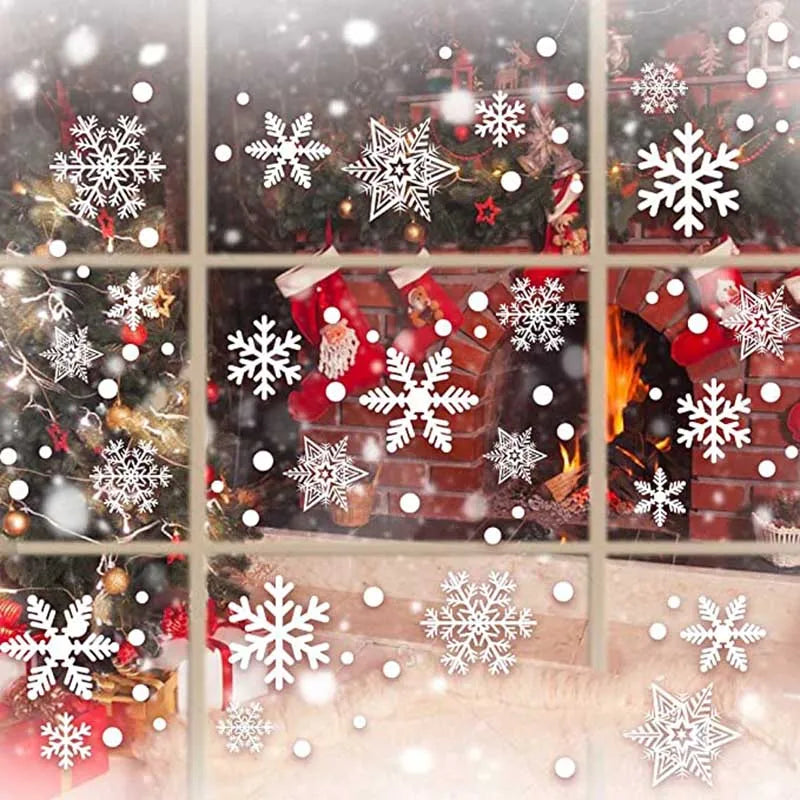 27pcs White Snowflake Window Decals Stickers Christmas New Year Winter Room Wall Stickers