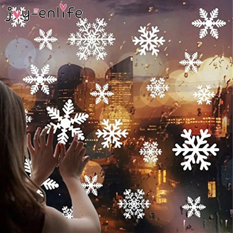 27pcs White Snowflake Window Decals Stickers Christmas New Year Winter Room Wall Stickers