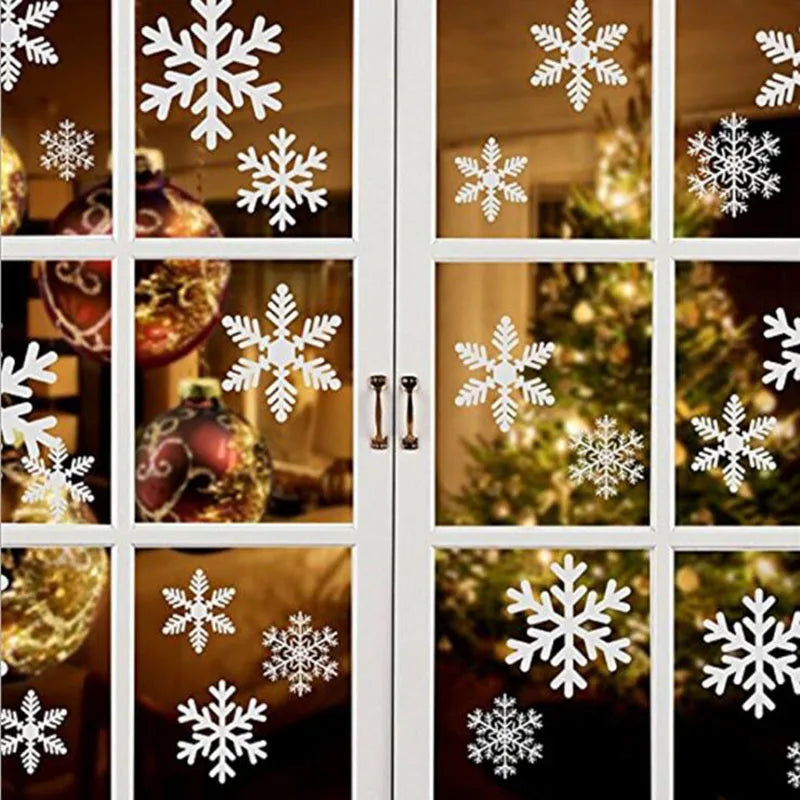 27pcs White Snowflake Window Decals Stickers Christmas New Year Winter Room Wall Stickers