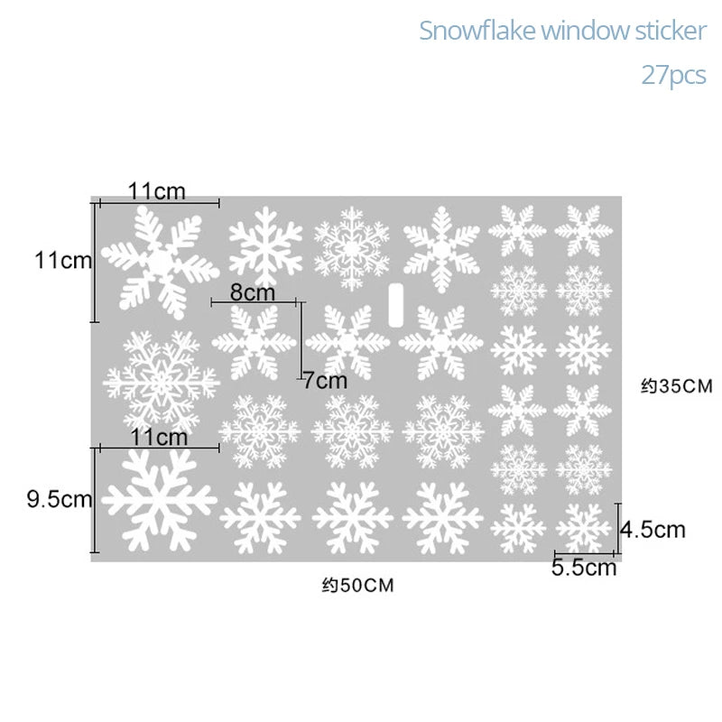 27pcs White Snowflake Window Decals Stickers Christmas New Year Winter Room Wall Stickers