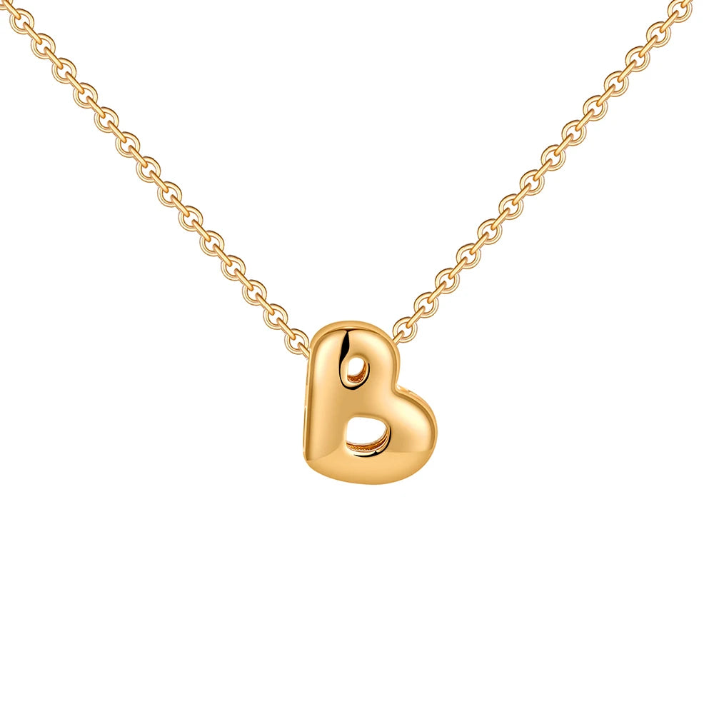 Dainty Mini Bubble Letter Necklace Gold Plated Balloon Initial Tiny Small Pendent Necklaces