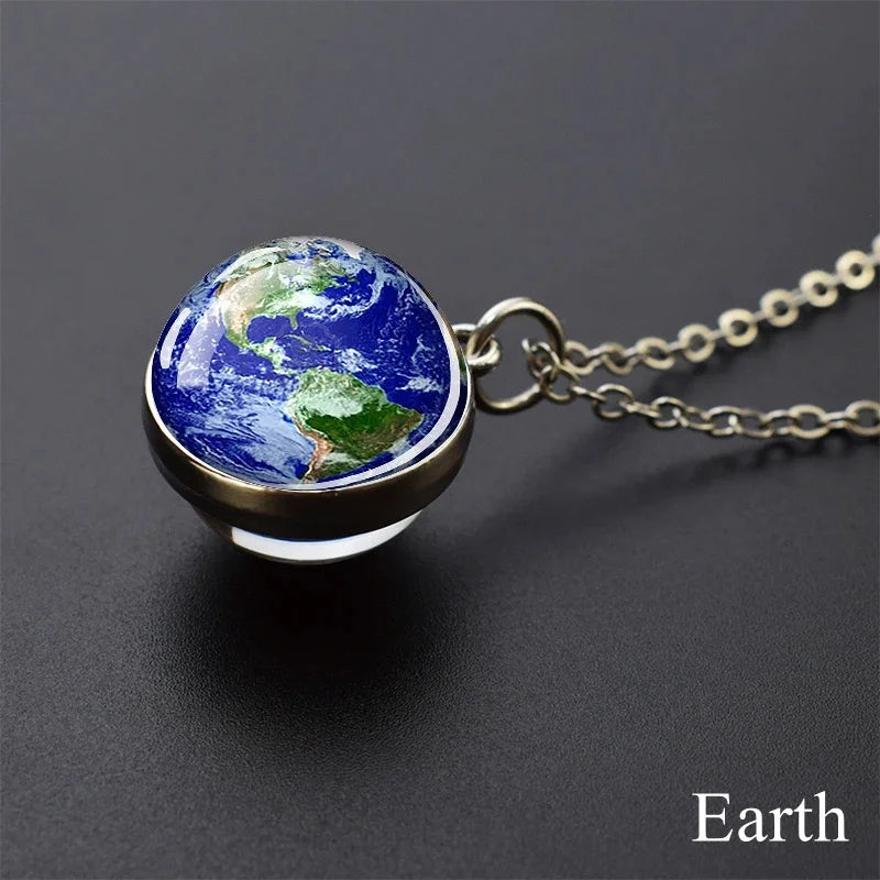 Glow In Dark Solar System Planet Necklace Moon Earth Jupiter Neptune Mars Venus Mercury