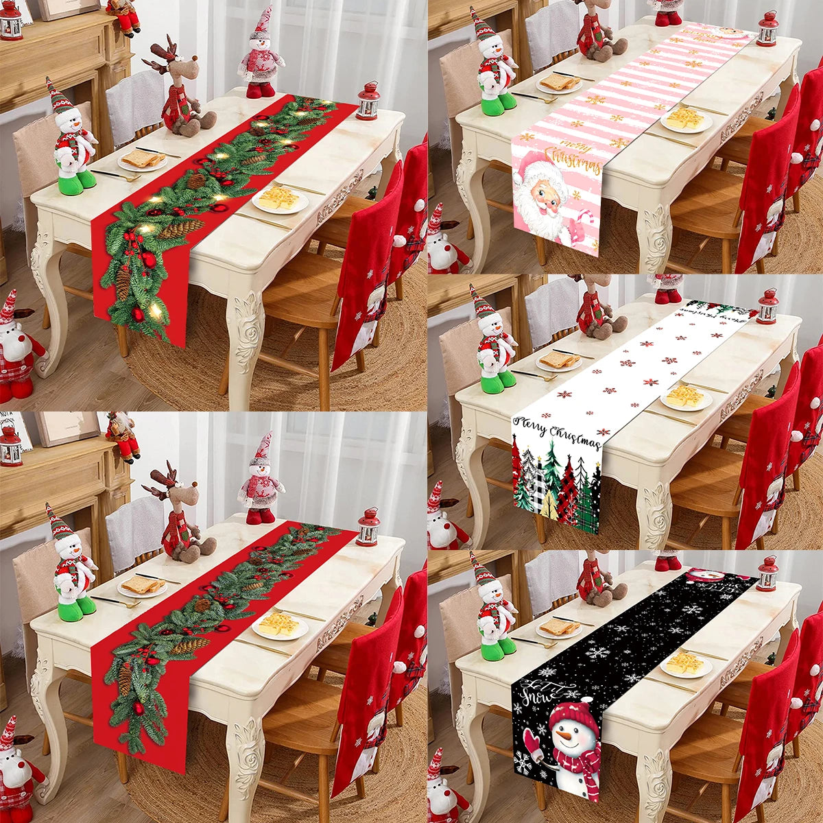 Christmas Table Runner Merry Christmas Decoration for Home Xmas Party