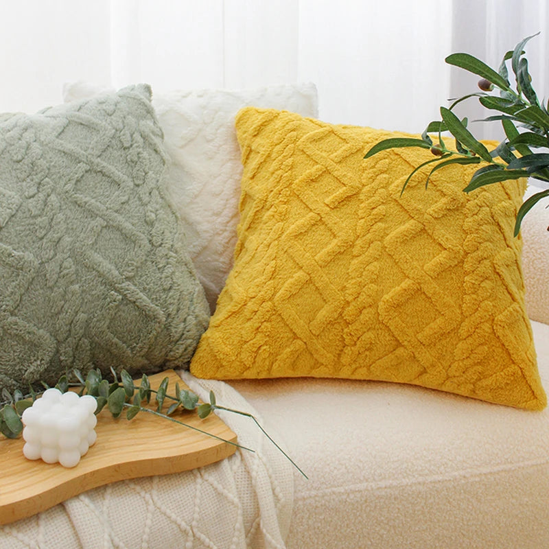 Twist Knitting Plush Pillow Case Vintage Knitted Cushion Cover Simple Cushion