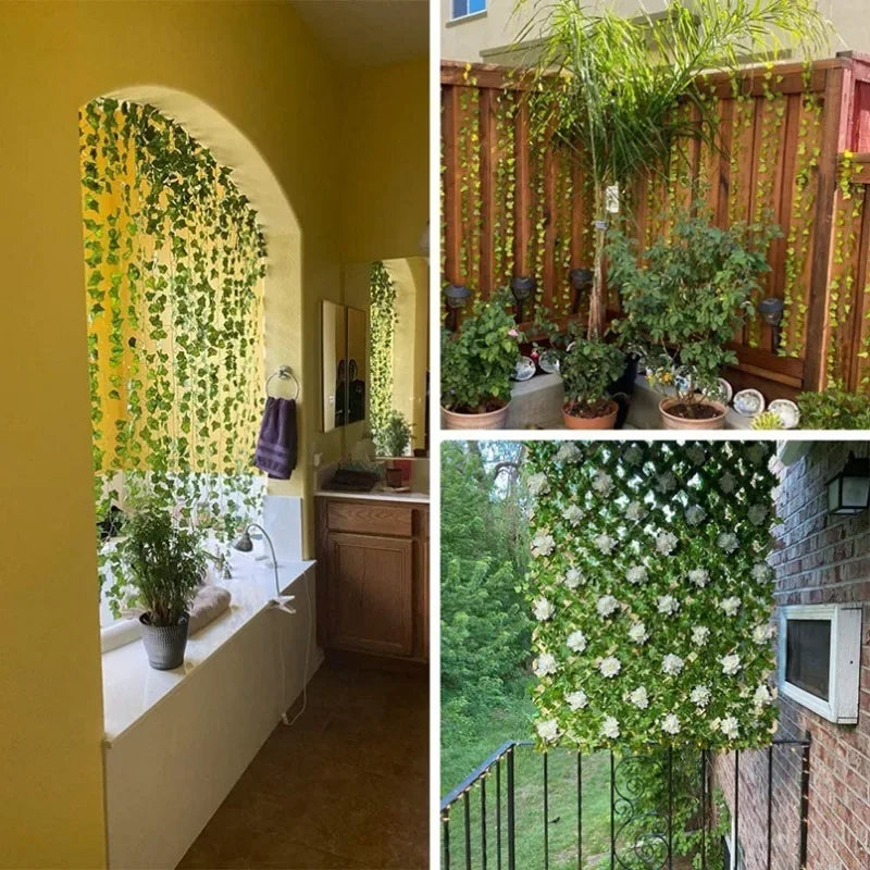 Green Silk Artificial Hanging Garland Plants Vine Leaves Diy Home Party Bathroom Garden Decoration