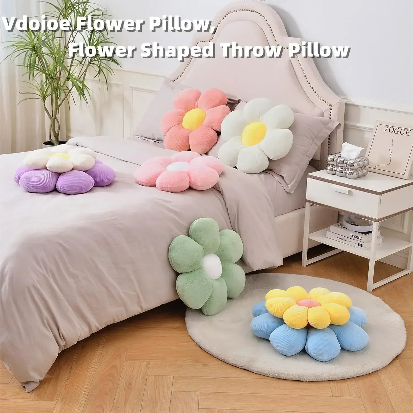 Colorful Flowers Plush Pillow Plant Petal Cushion