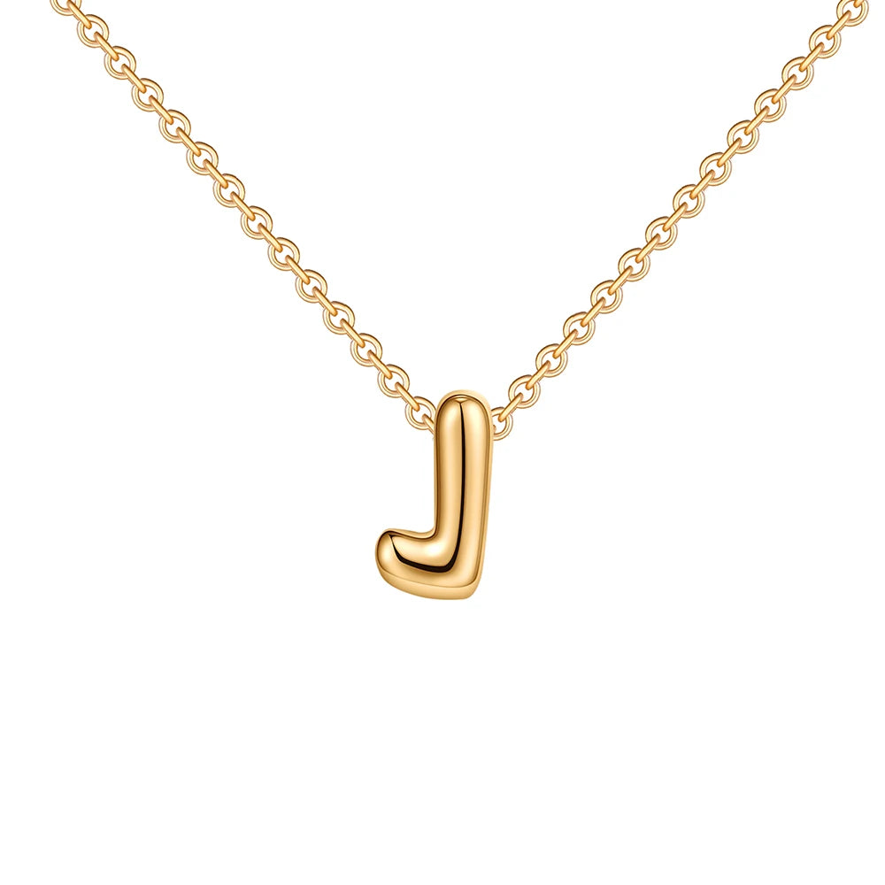 Dainty Mini Bubble Letter Necklace Gold Plated Balloon Initial Tiny Small Pendent Necklaces