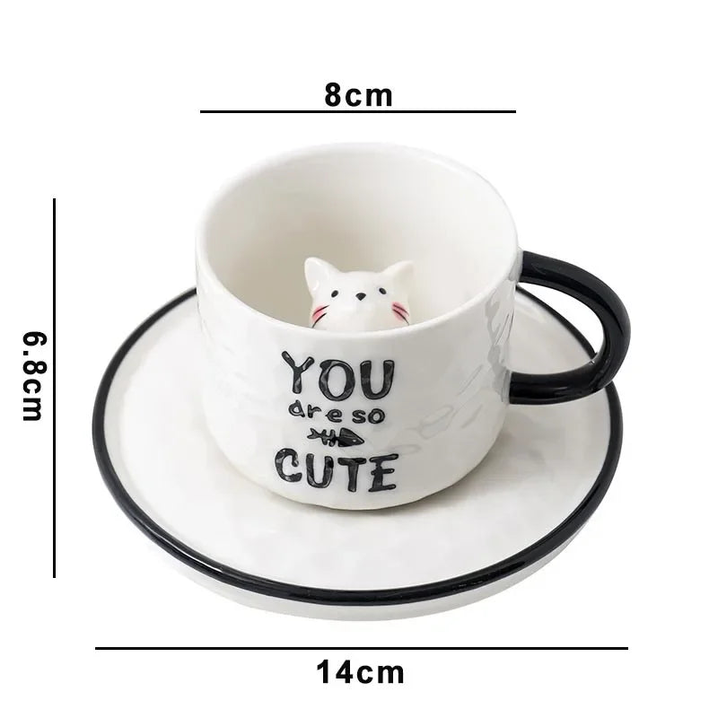 Cute kitten Ceramic cat Claw Cup Cup Bottom Animal Water cup  cat cup coffee three-dimensional cup