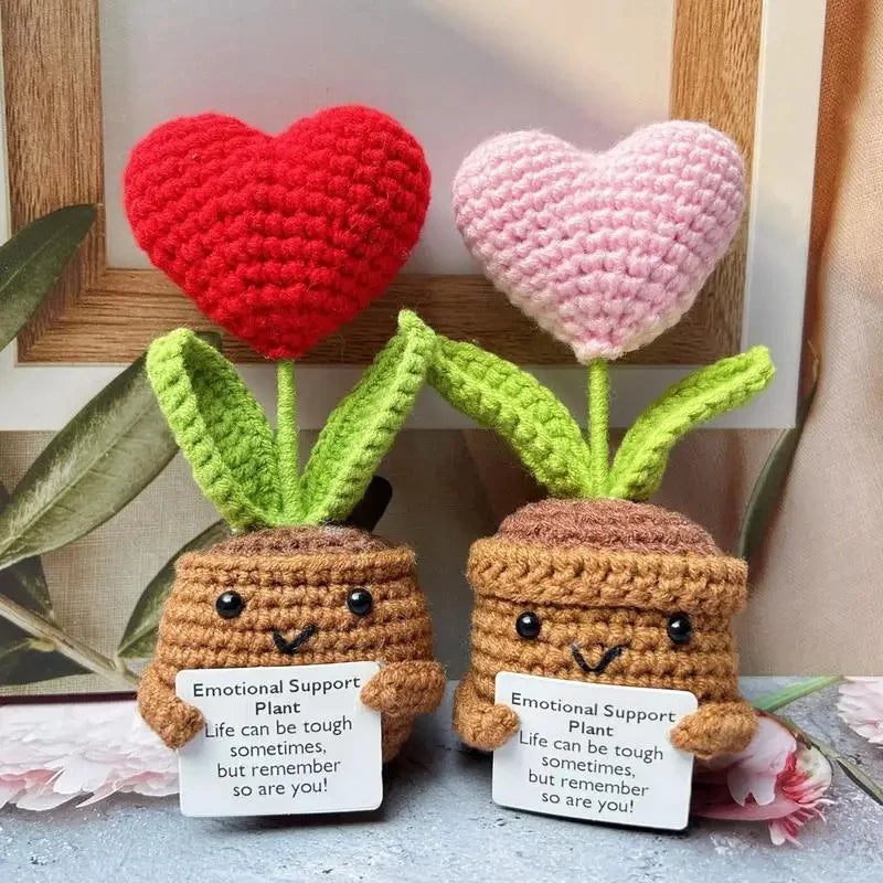 New Positive Energy Heart Flower Hand-woven Dolls Knitting Doll Positive Card Desktop Ornament Gifts