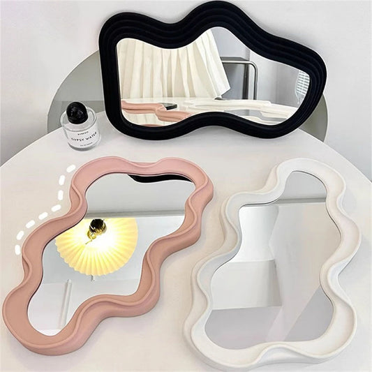 Cloud Shaped Desktop Vanity Mirror Simple Wall Mounted Bedroom Bathroom Irregular Makeup Wall Mounted Mirror Home Decoration