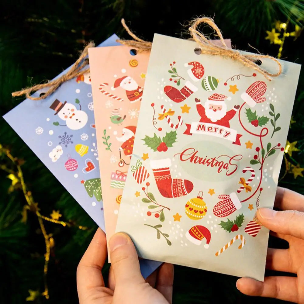 24Pcs Christmas Gifts Bags Paper Countdown Candy Wrapping Pouch Goodies Snack Treat Bags