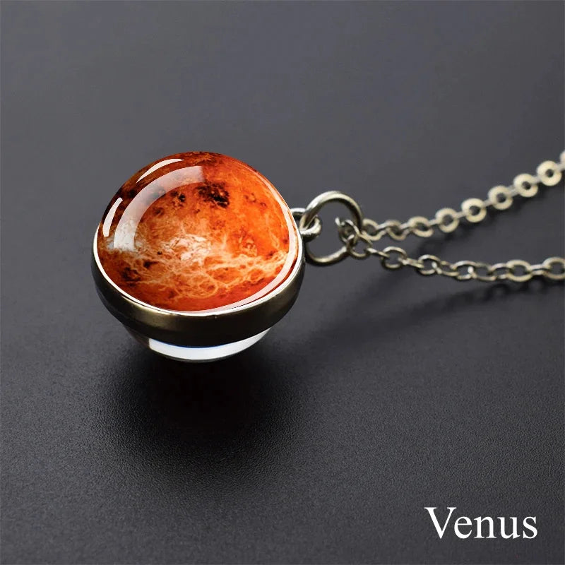 Glow In Dark Solar System Planet Necklace Moon Earth Jupiter Neptune Mars Venus Mercury