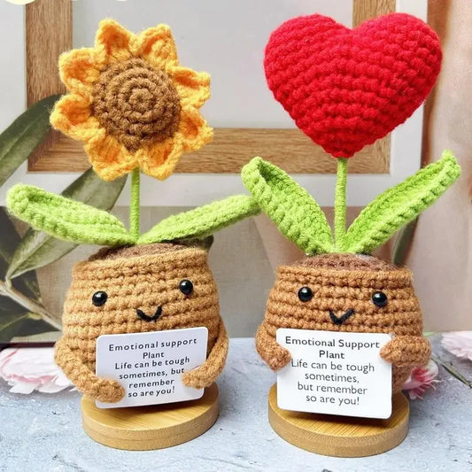 New Positive Energy Heart Flower Hand-woven Dolls Knitting Doll Positive Card Desktop Ornament Gifts