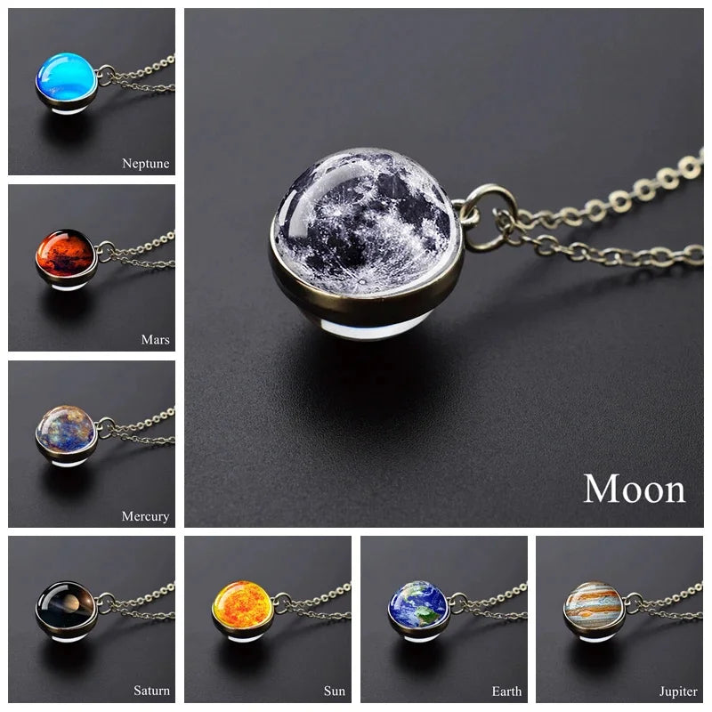 Glow In Dark Solar System Planet Necklace Moon Earth Jupiter Neptune Mars Venus Mercury