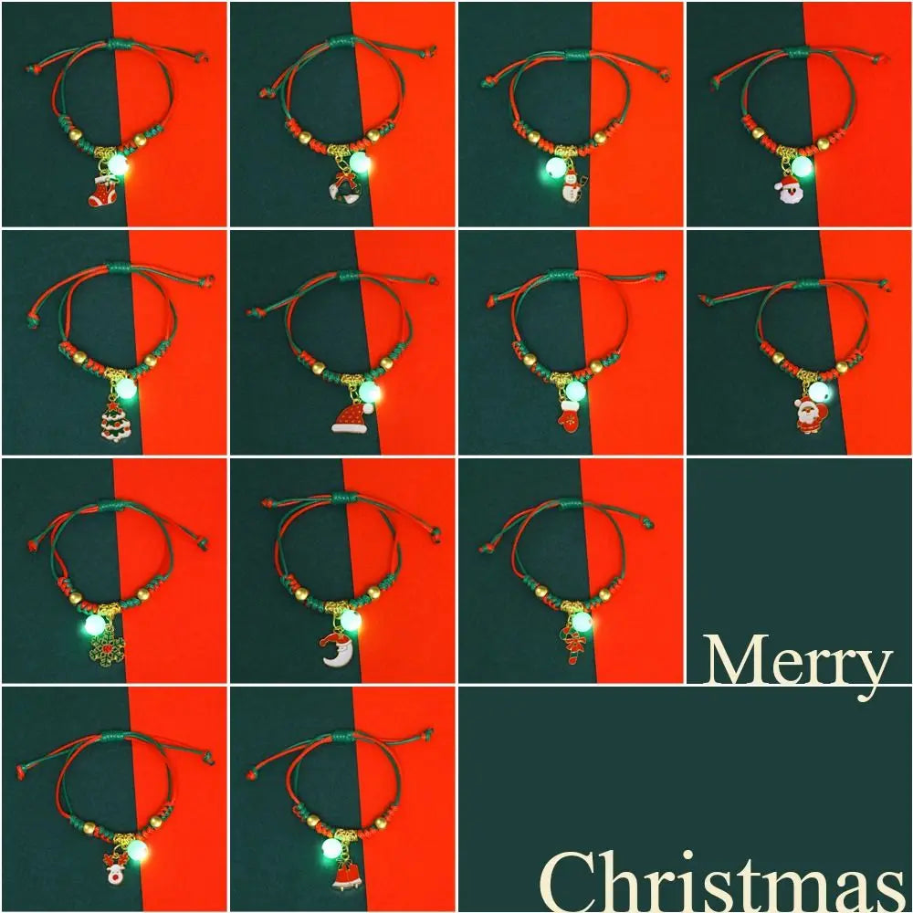 Mistletoe Luminous Xmas Bracelet Snowman Snowflake Christmas Tree Christmas Bell