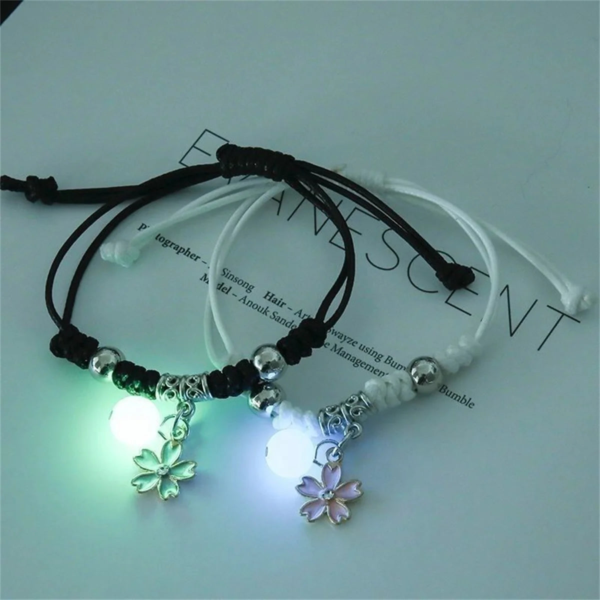 Fashion Luminous Beads Star Couple Bracelet Charm Cross Matching Friend Bracelet Jewelry