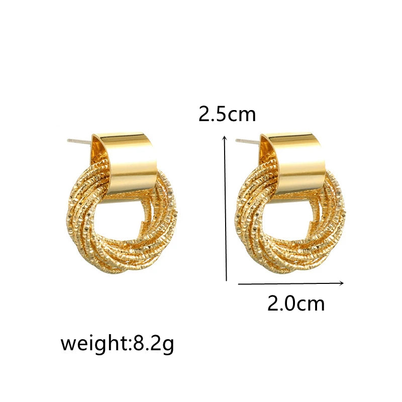 Retro Metal Gold Color Multiple Small Circle Stud Earrings Korean Jewelry  Wedding Party Earrings