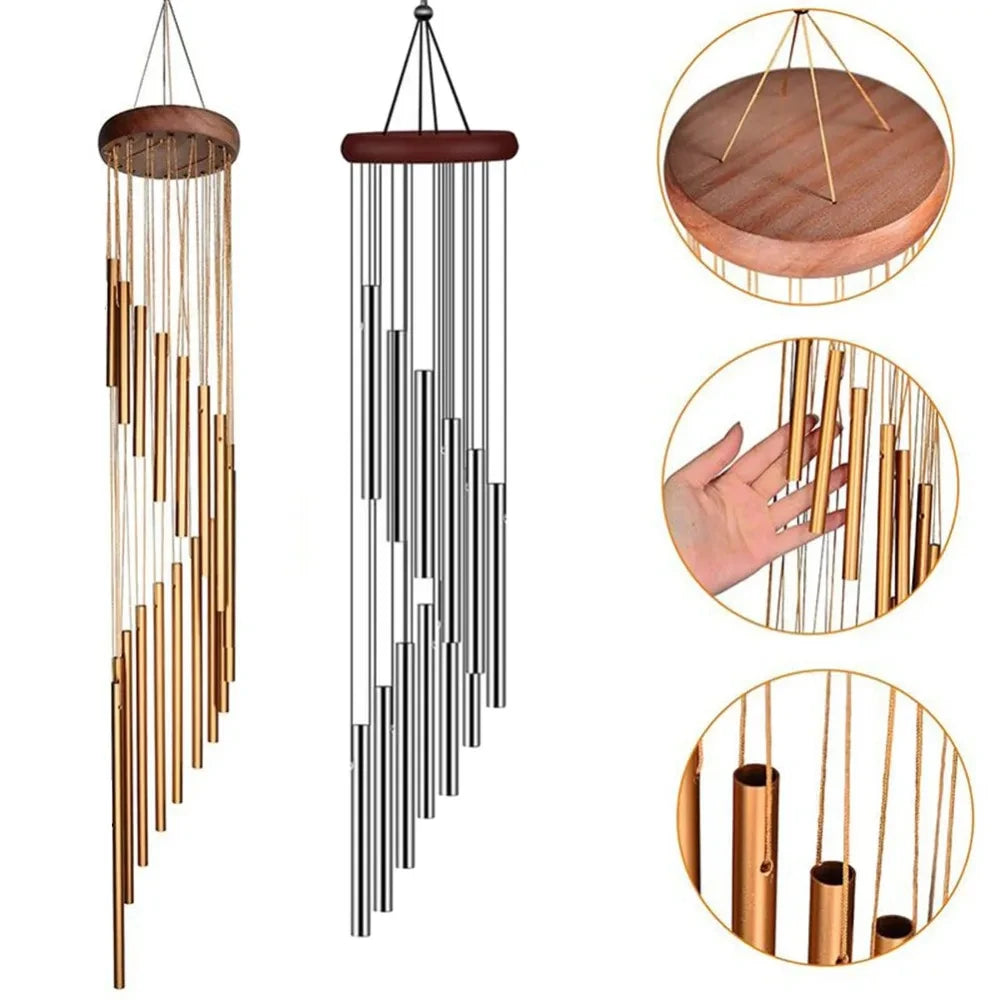 12 Metal Aluminium Tube Wind Chimes with Hooks