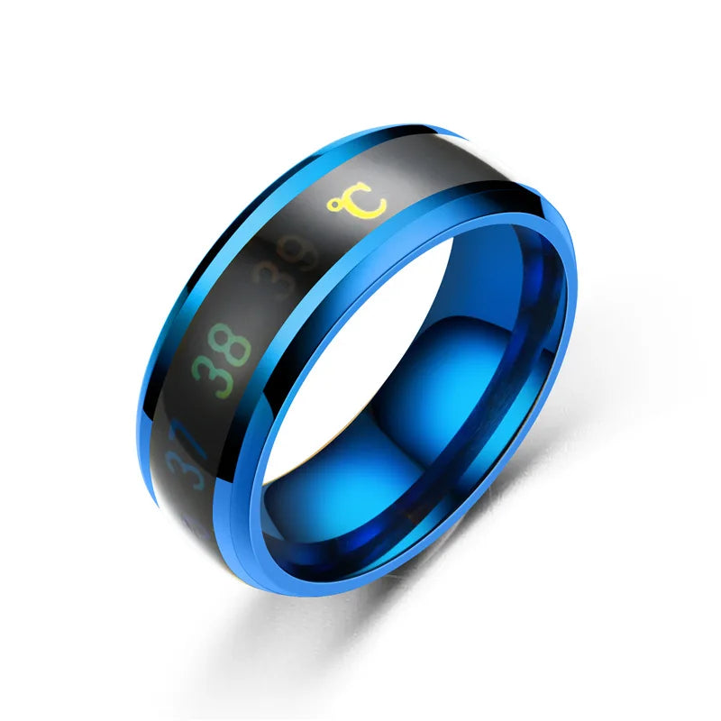 Smart Sensor Body Stainless Steel Love Band Ring With Temperature Measurement Function Rings