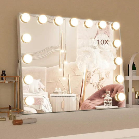 Vanity Mirror With Lights, USB Charging, Makeup Mirror, Large Vanity Lighted Mirror With 15 LED Bulbs