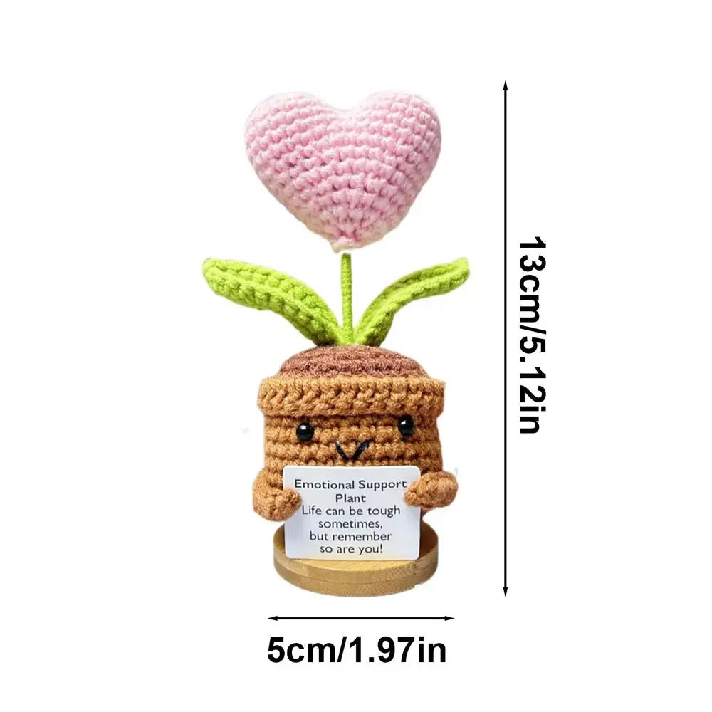 New Positive Energy Heart Flower Hand-woven Dolls Knitting Doll Positive Card Desktop Ornament Gifts