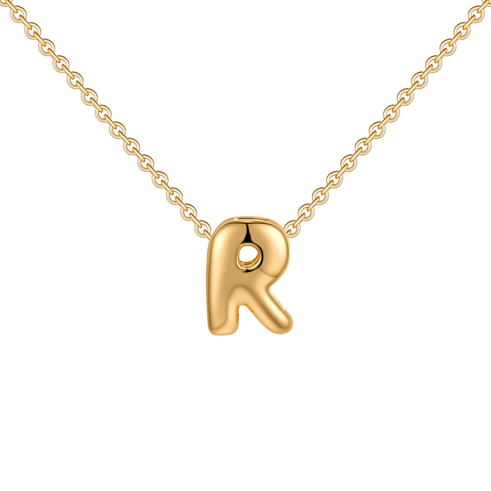 Dainty Mini Bubble Letter Necklace Gold Plated Balloon Initial Tiny Small Pendent Necklaces