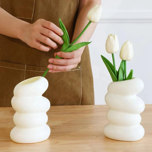 Plastic Spiral White Vase Nordic Creative Flower Arrangement Container