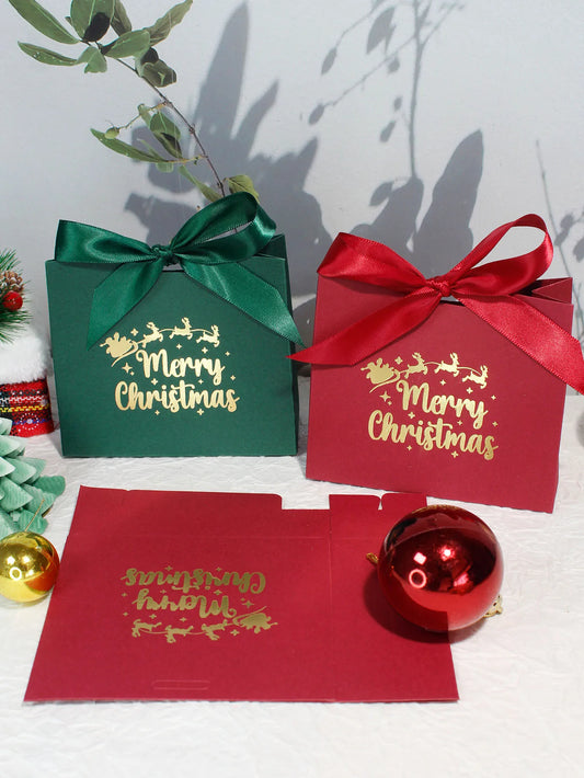 5/10pcs Merry Christmas Paper Box Santa Claus Green/Red Biscuit Candy Package Gift Boxes