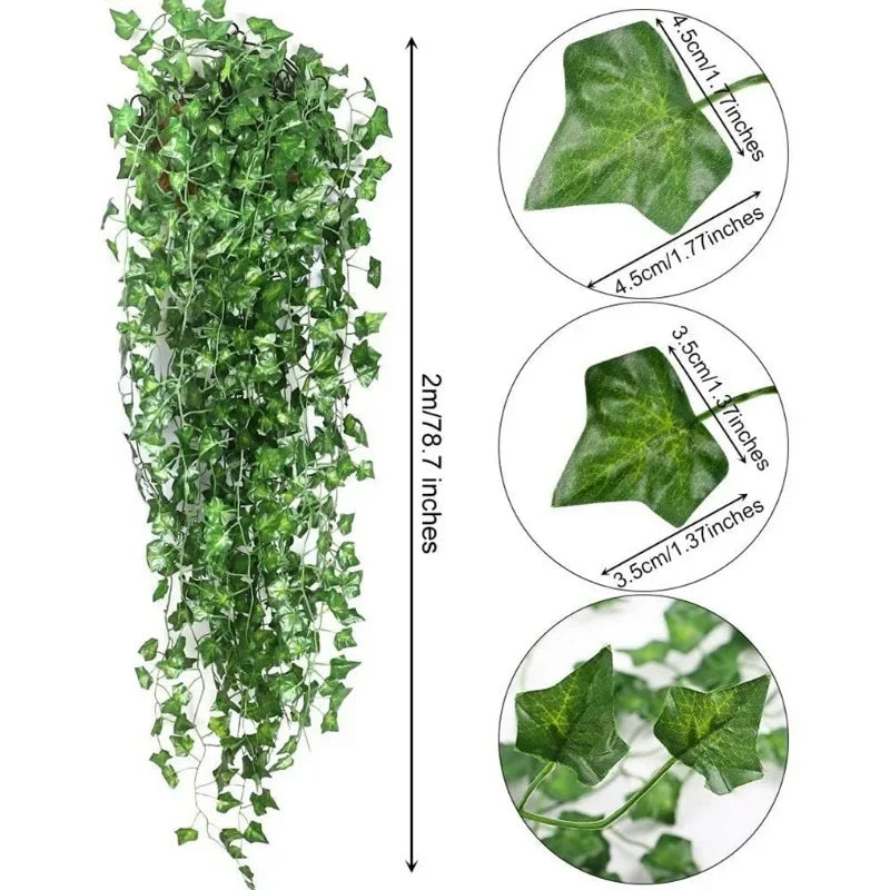 Green Silk Artificial Hanging Garland Plants Vine Leaves Diy Home Party Bathroom Garden Decoration