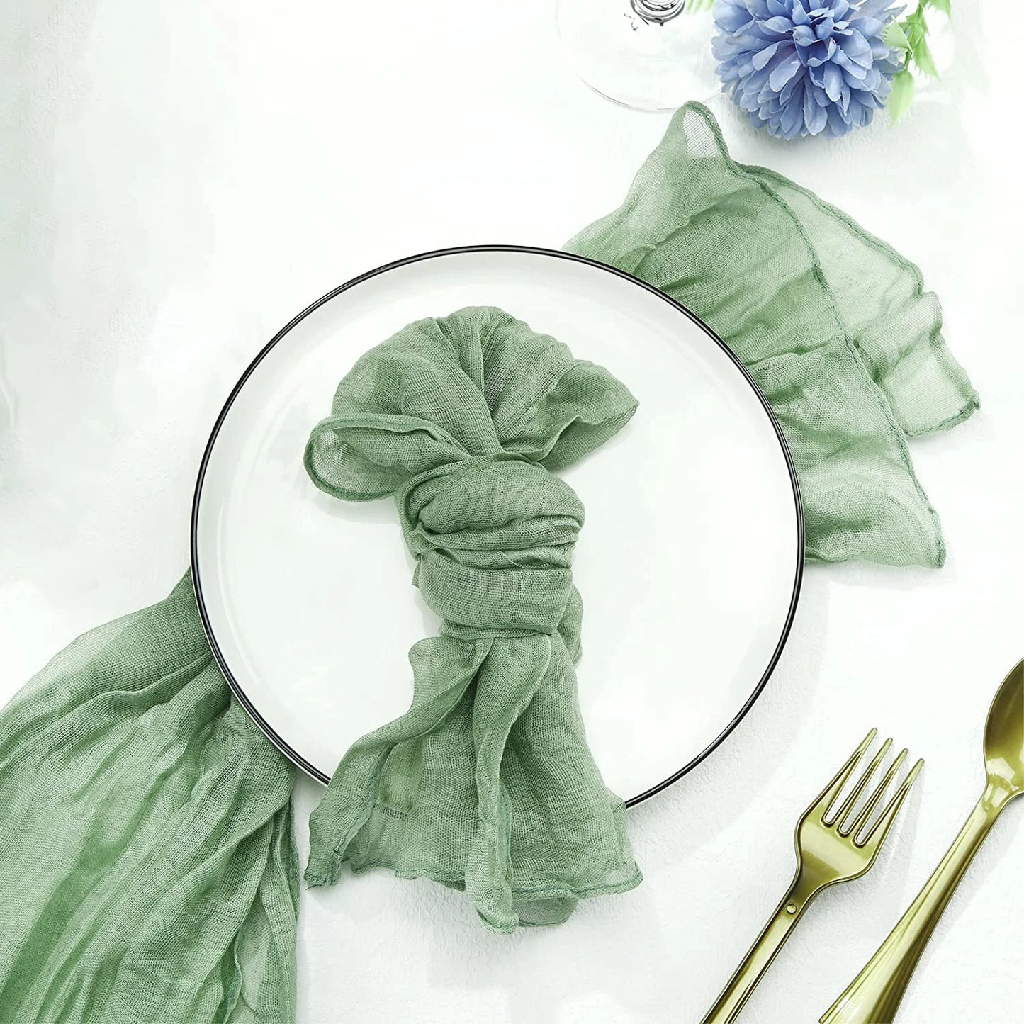 Semi-Sheer Gauze Table Runner Sage Cheesecloth Table Setting Dining Wedding Party Christmas Banquets