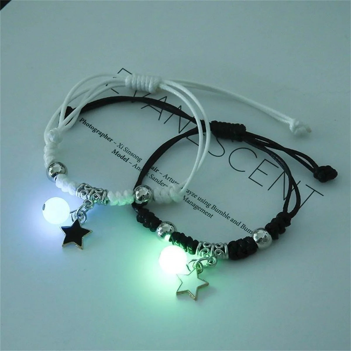 Fashion Luminous Beads Star Couple Bracelet Charm Cross Matching Friend Bracelet Jewelry