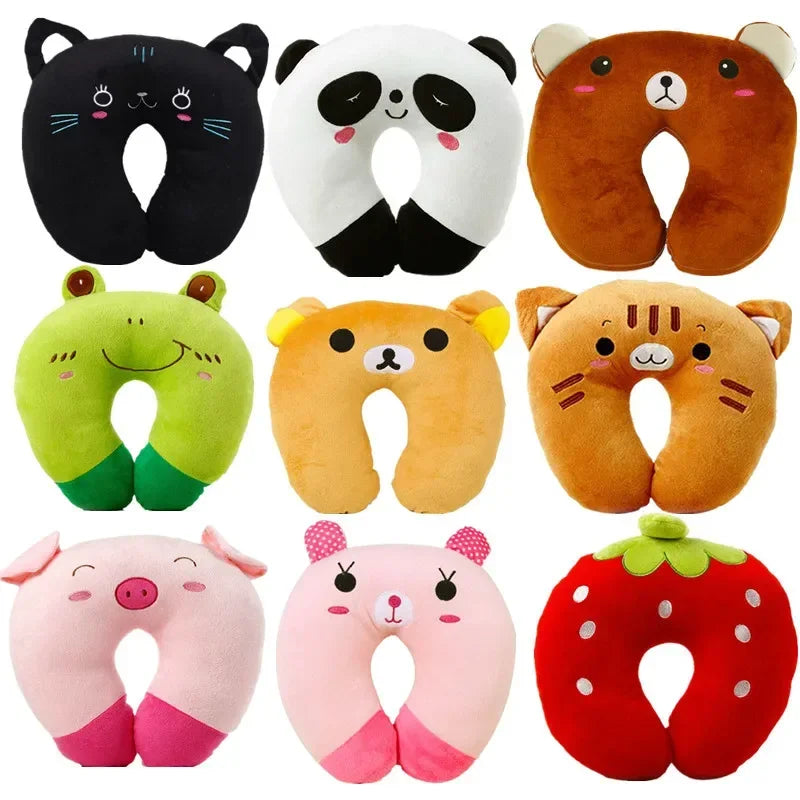 Soft U-shaped Plush Sleep Neck Pillow Office Cushion Cute Kids/Adults Travel Pillow Soft & Cozy