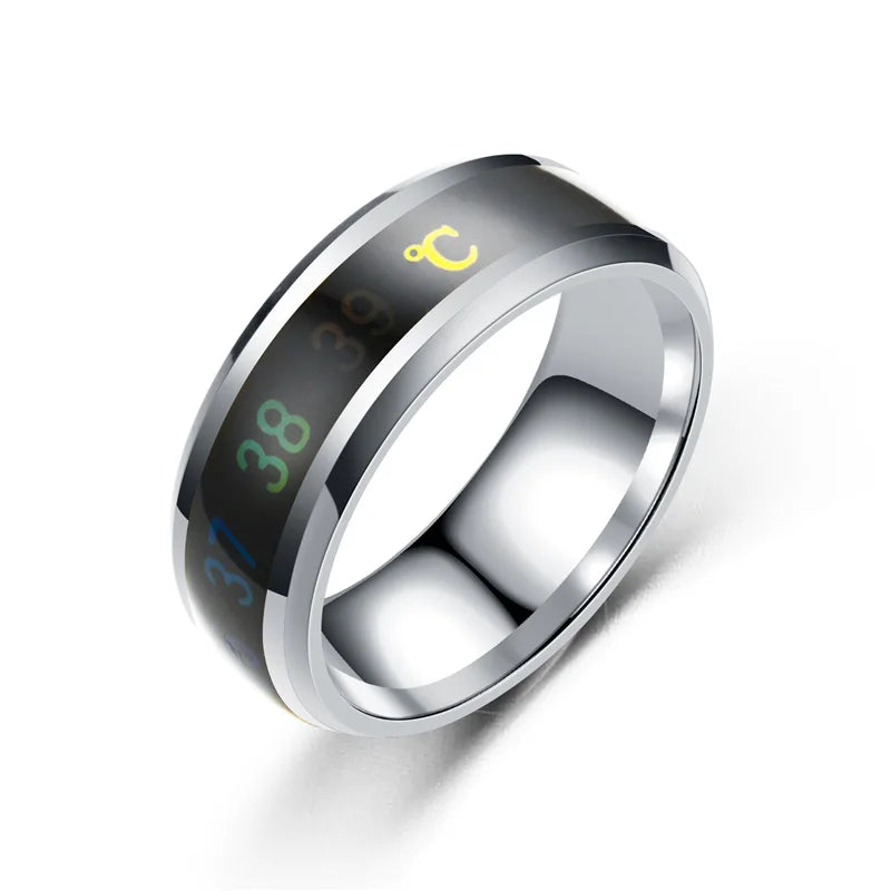 Smart Sensor Body Stainless Steel Love Band Ring With Temperature Measurement Function Rings