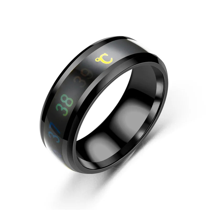 Smart Sensor Body Stainless Steel Love Band Ring With Temperature Measurement Function Rings