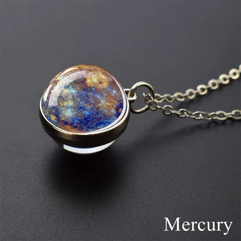 Glow In Dark Solar System Planet Necklace Moon Earth Jupiter Neptune Mars Venus Mercury