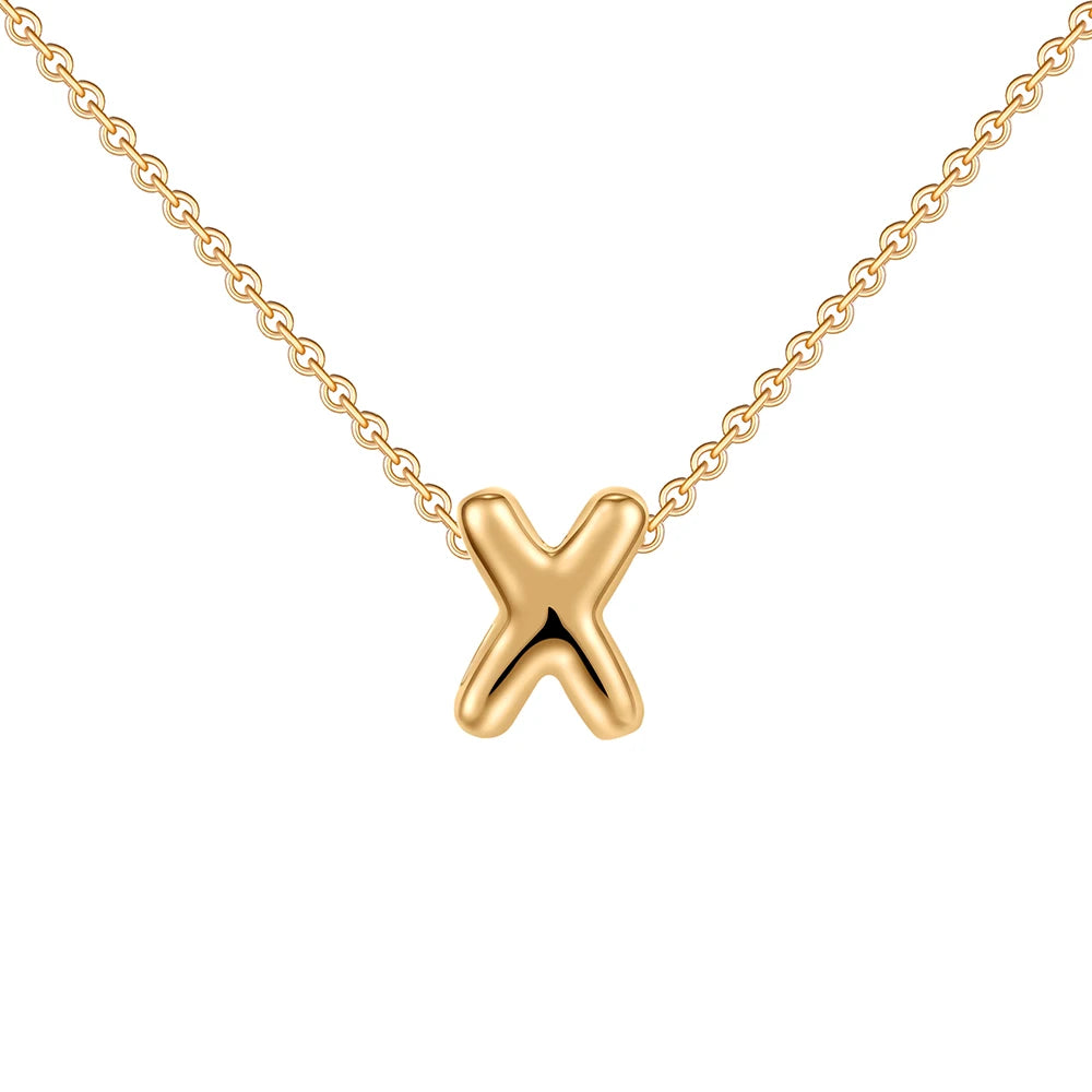 Dainty Mini Bubble Letter Necklace Gold Plated Balloon Initial Tiny Small Pendent Necklaces