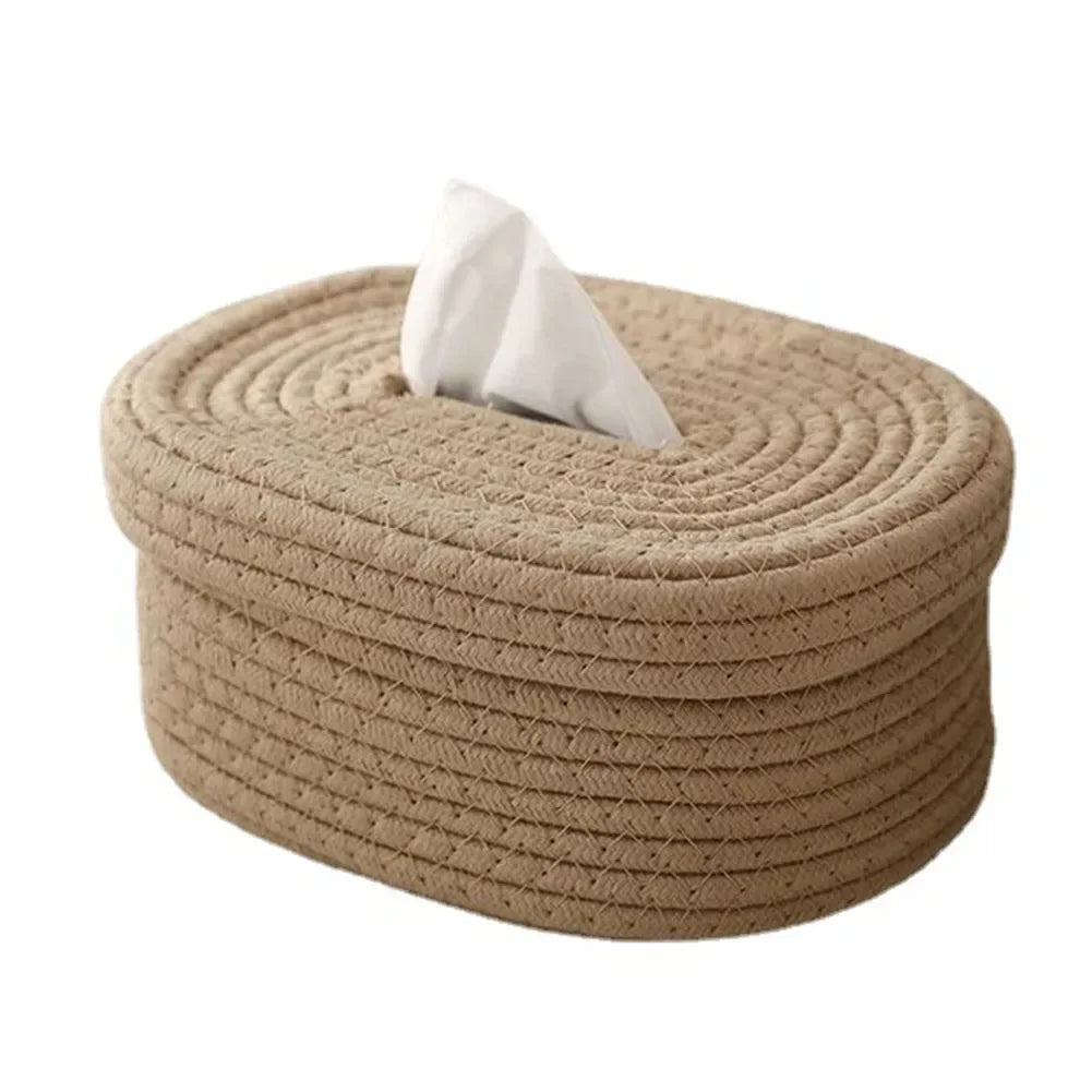 Tissue Box Cotton Rope Woven Tissue Box Storage Box