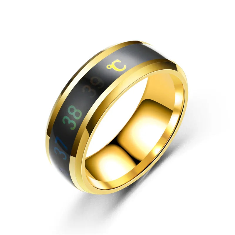 Smart Sensor Body Stainless Steel Love Band Ring With Temperature Measurement Function Rings