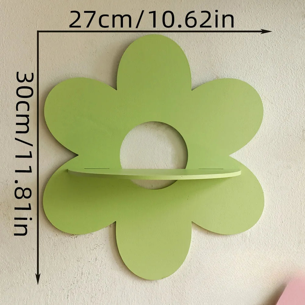 Wooden Flower Shape Wall Crystal Storage Shelf Simple Homestays Home Decoration Closet Organizer