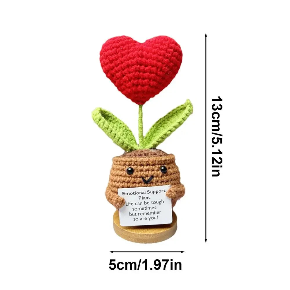 New Positive Energy Heart Flower Hand-woven Dolls Knitting Doll Positive Card Desktop Ornament Gifts