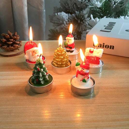 3Pcs/Set Christmas Candles Santa Snowman Xmas Tree Paraffin