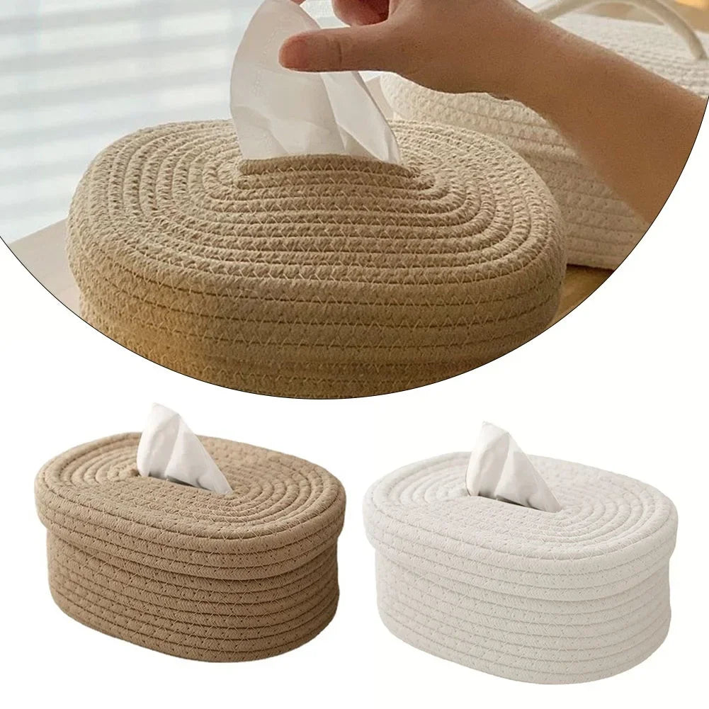 Tissue Box Cotton Rope Woven Tissue Box Storage Box