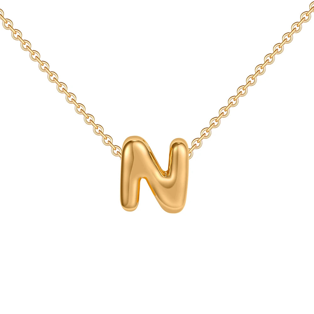 Dainty Mini Bubble Letter Necklace Gold Plated Balloon Initial Tiny Small Pendent Necklaces