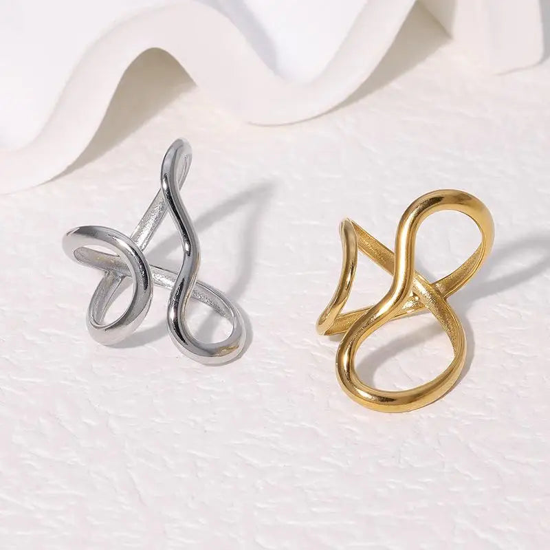 Stainless Steel Gold Color Rings Colorfast Popular Party Personalized Exaggerated Charms Jewelry Gifts