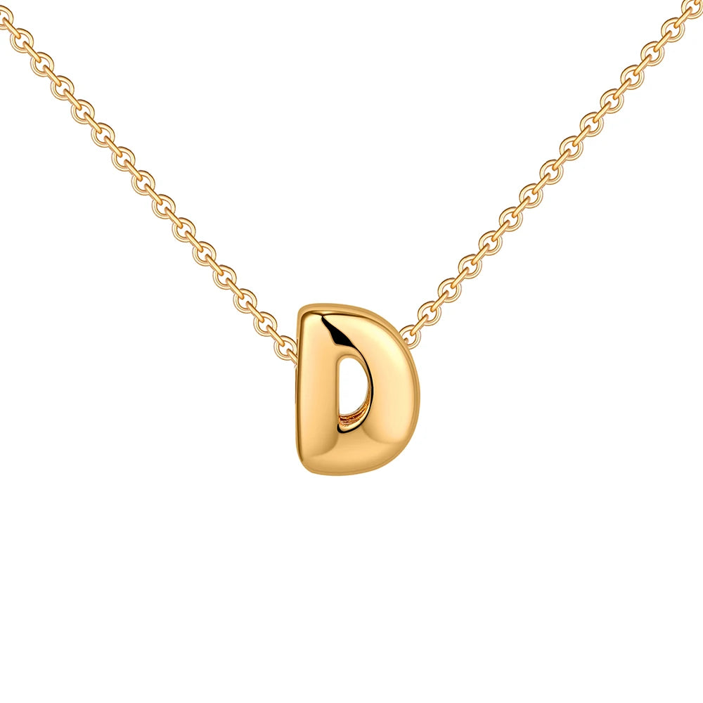 Dainty Mini Bubble Letter Necklace Gold Plated Balloon Initial Tiny Small Pendent Necklaces