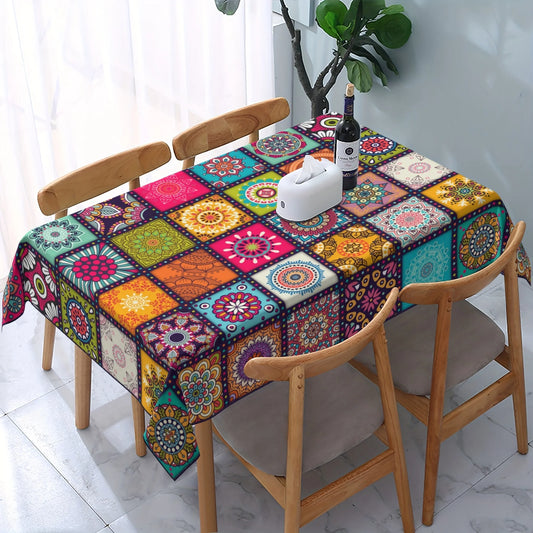 Rectangle Polyster Tablecloth 
Mandala Bohemian Table Cloth Indian 
Festival Party Decoration