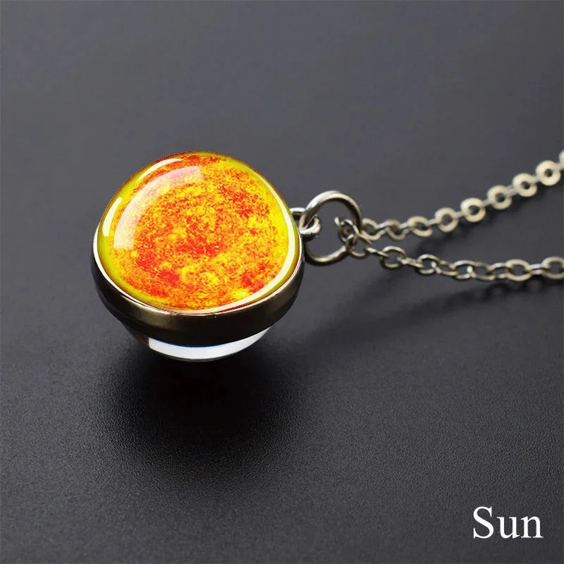 Glow In Dark Solar System Planet Necklace Moon Earth Jupiter Neptune Mars Venus Mercury