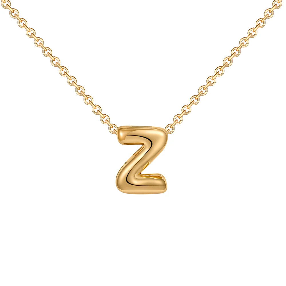 Dainty Mini Bubble Letter Necklace Gold Plated Balloon Initial Tiny Small Pendent Necklaces