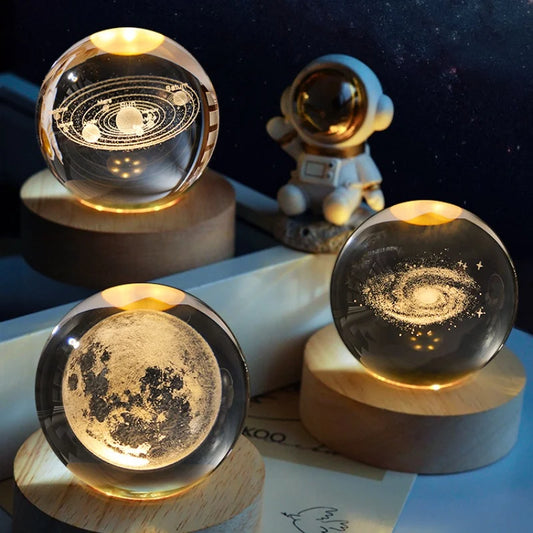 3D Crystal Ball Creative Planet Galaxy Glass Globe Moon Crystal Ball Desktop decor